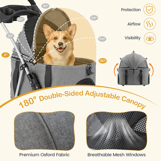 3-in-1 Foldable Pet Stroller for Small to Medium Dogs