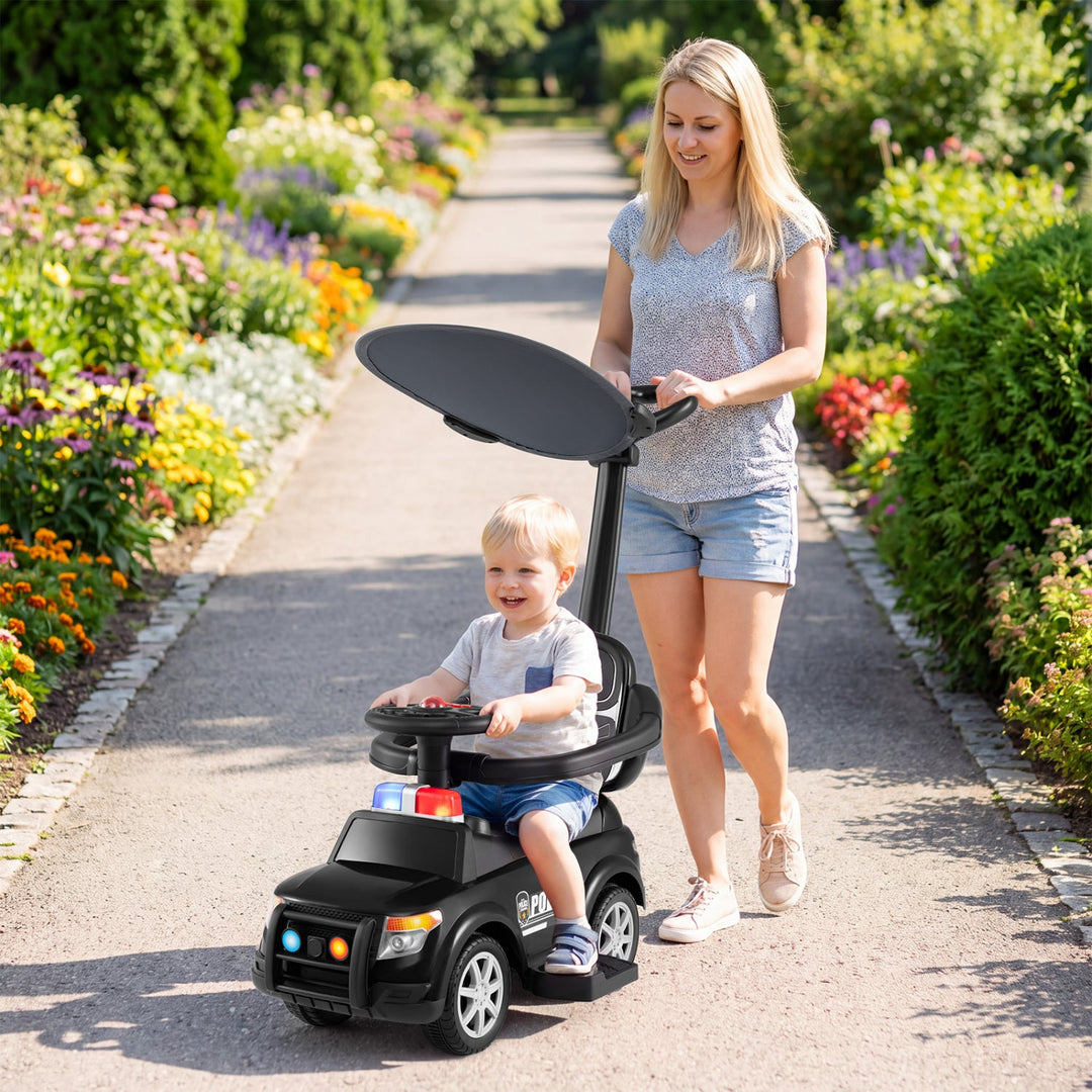 3-in-1 Toddler Push Car with Handle and Canopy