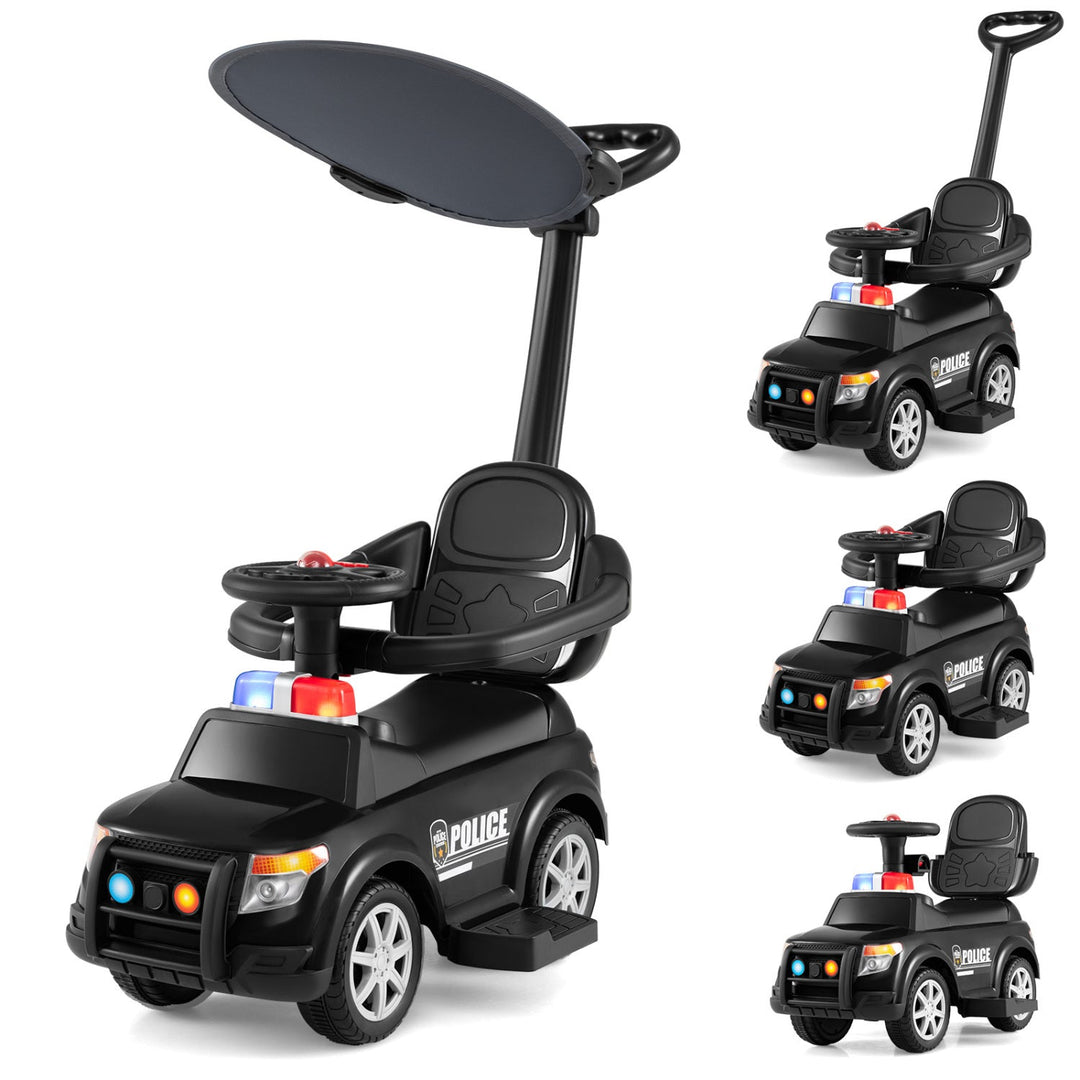 3-in-1 Toddler Push Car with Handle and Canopy