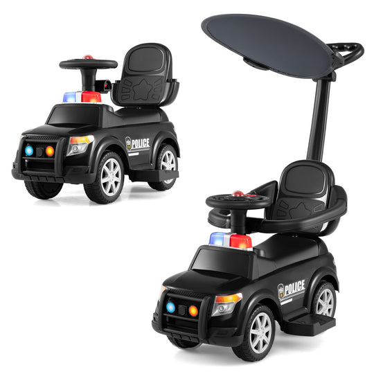 3-in-1 Toddler Push Car with Handle and Canopy