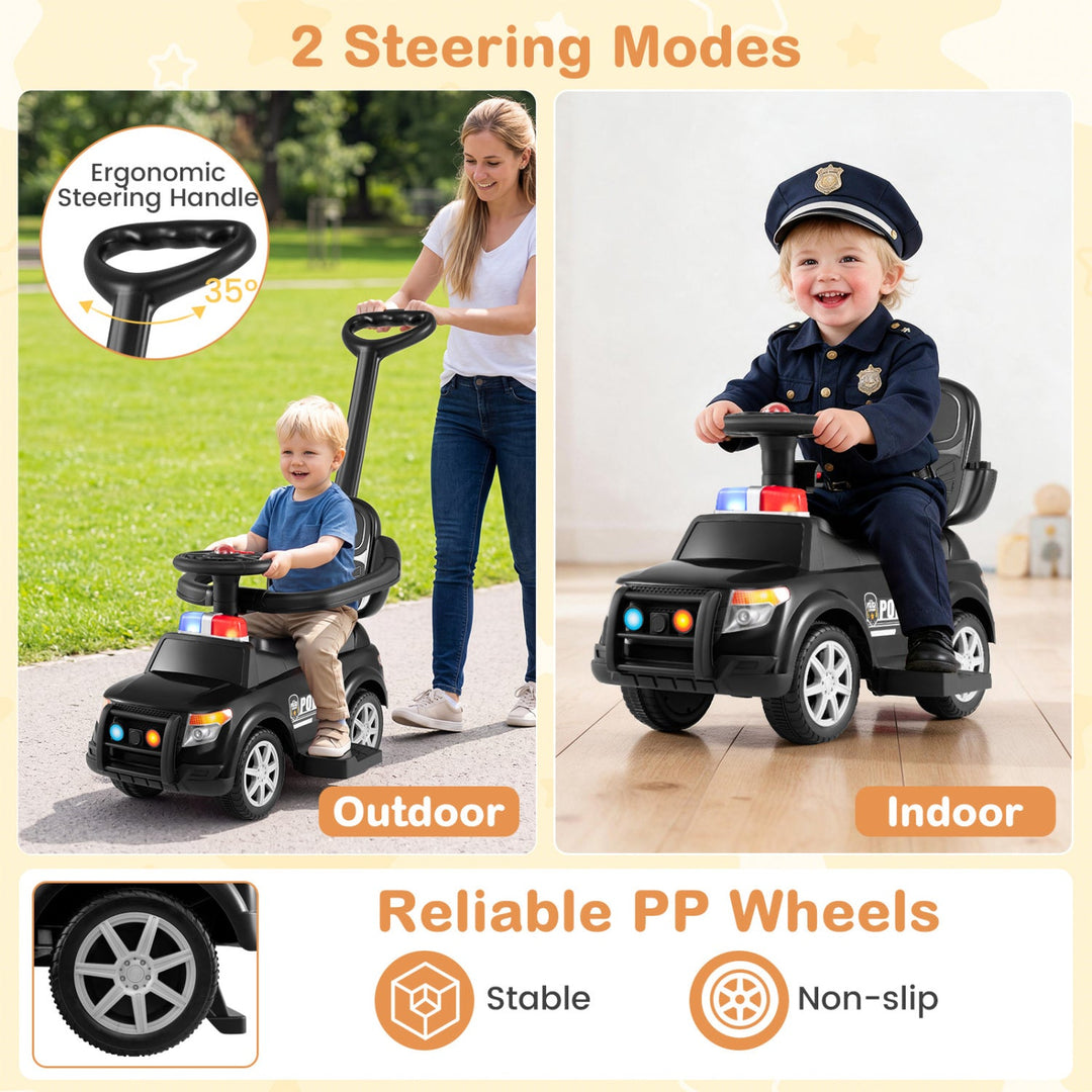 3-in-1 Toddler Push Car with Handle and Canopy