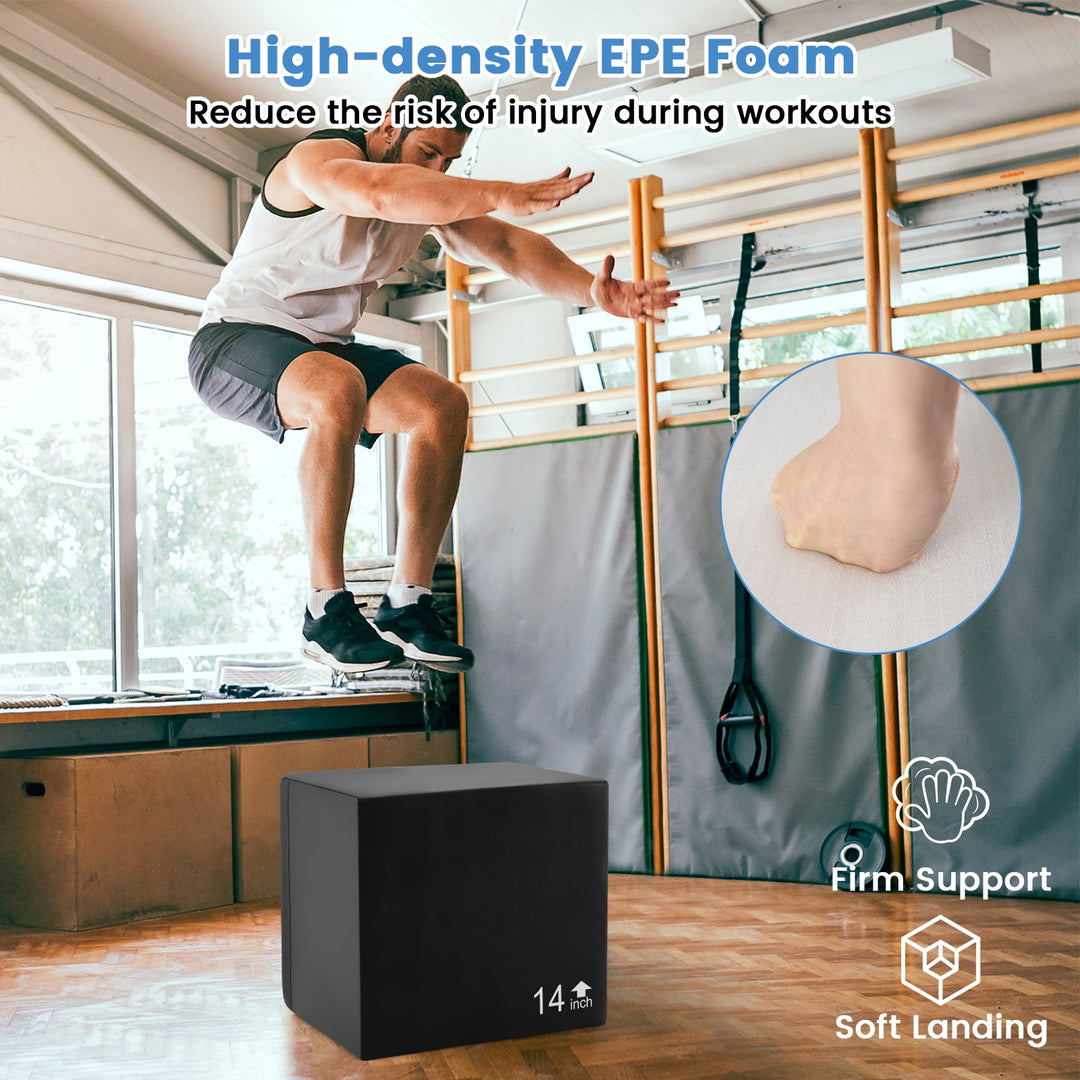 3 In 1 Foam Plyometric Box with 3 Heights and Easy-to-Clean PU Cover