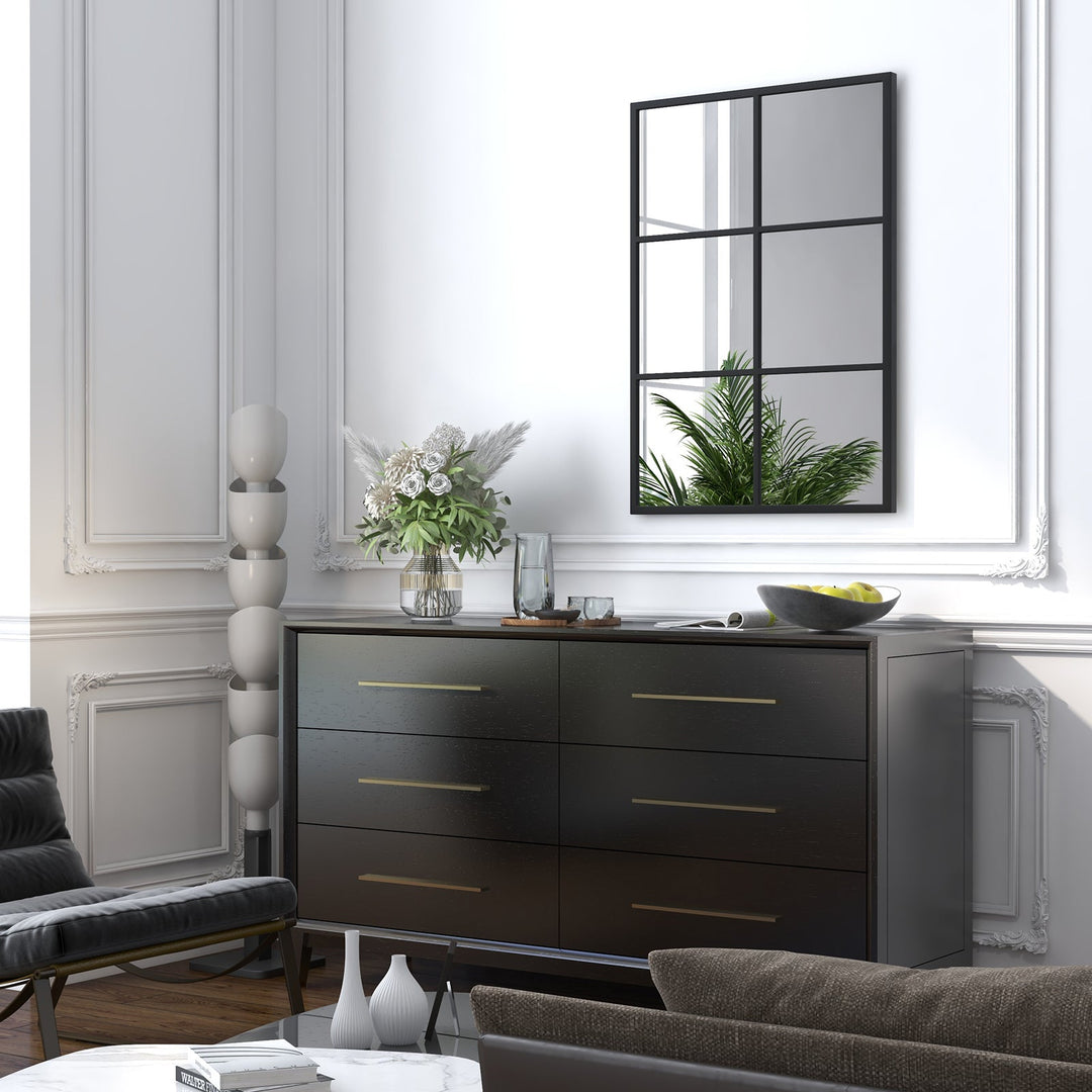 3-Layered Decorative Wall Mirror with Metal Frame for Dining Living Room-Black