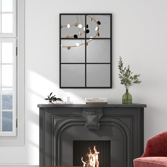 3-Layered Decorative Wall Mirror with Metal Frame for Dining Living Room-Black