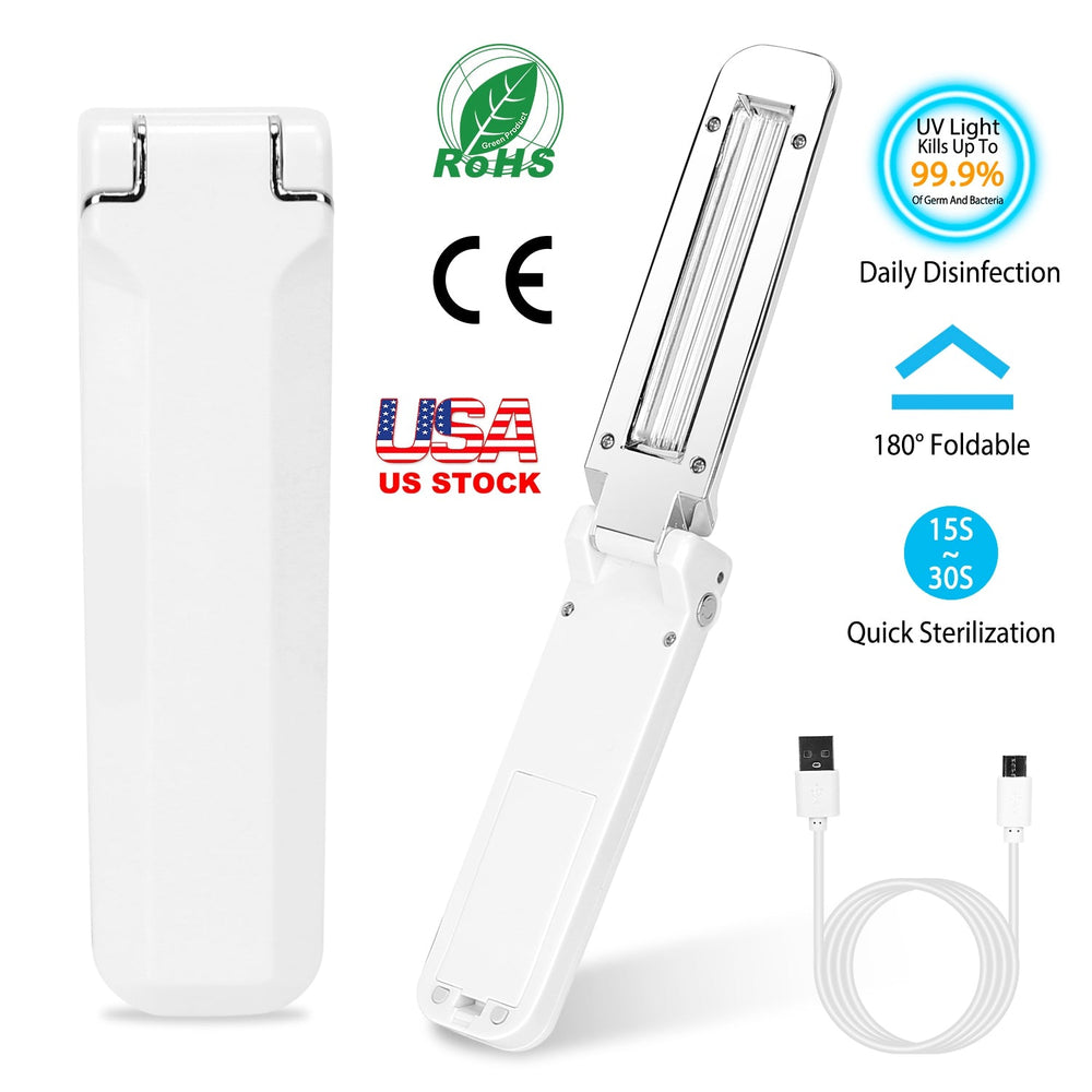 Foldable UV Sanitizer Light Handheld Germ Kill Sterilizer Wand UVC Disinfection Lamp For Tablet PC Phone Toys Wardrobe Toilet
