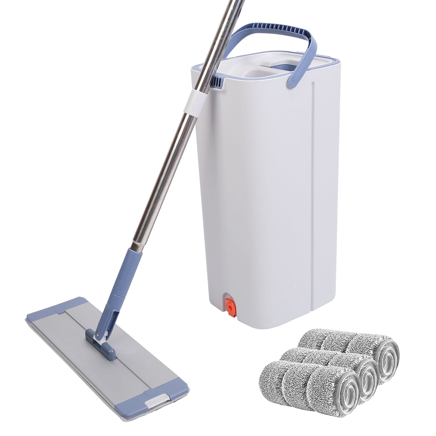 Mop Bucket with Wringer Set Flat Floor Mop Clean and Dry Separate Buck ...