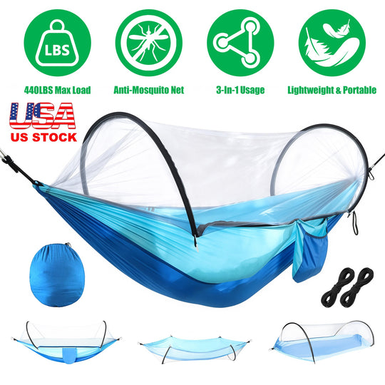 Camping Hammock with Mosquito Net - 440lbs Capacity Portable