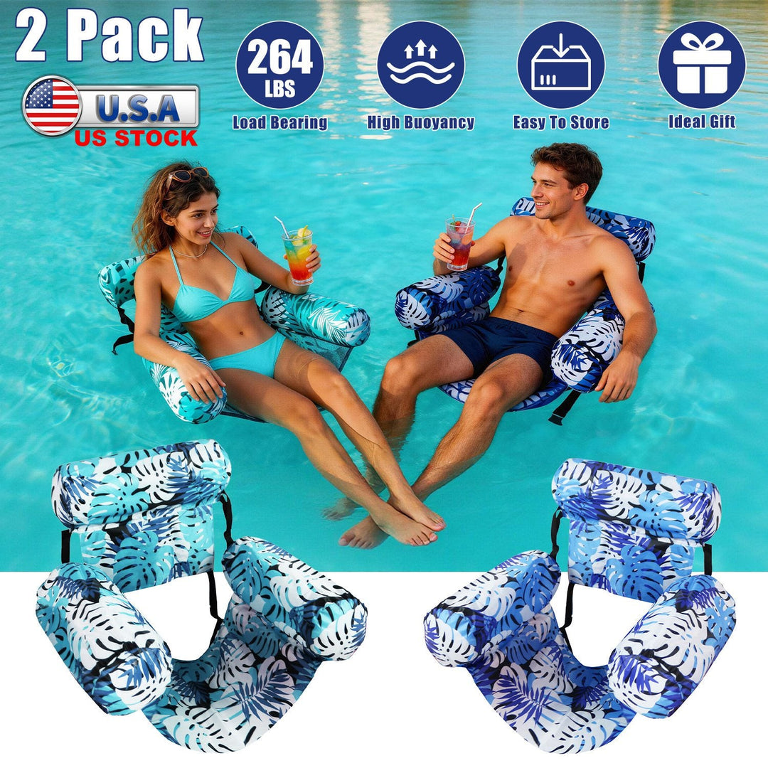 2 Pack Inflatable Pool Floats for Adult Inflatable Hammocks Floating Lounge Chairs for Party Summer Water Beach Lake Fun
