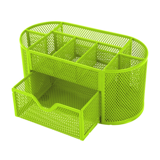 Metal Mesh Pencil Holders Desk Organizer w/9 Compartment Pen Holder Storage