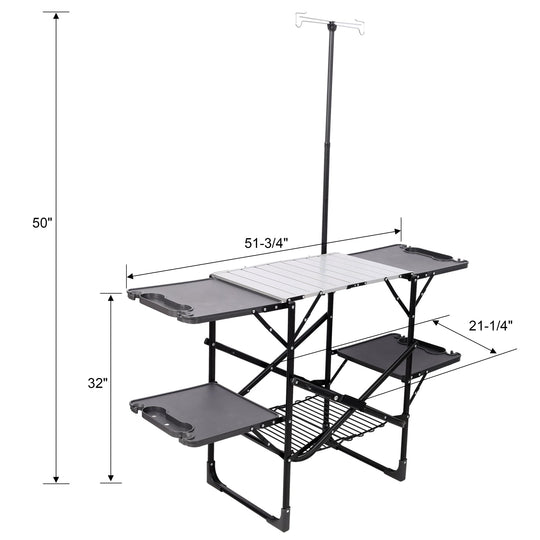 Folding Camping Kitchen Table with Heat-Resistant Top