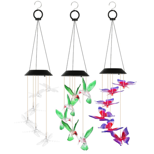 Solar Wind Chimes 3-Pack with Color Changing LED Lights