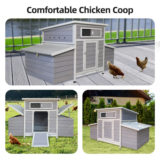 Wooden Chicken Coop for 3-6 Chickens with 6 Nesting Boxes