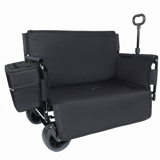 Folding Wagon Cart with Bench Seat – 500lb Capacity, 180L