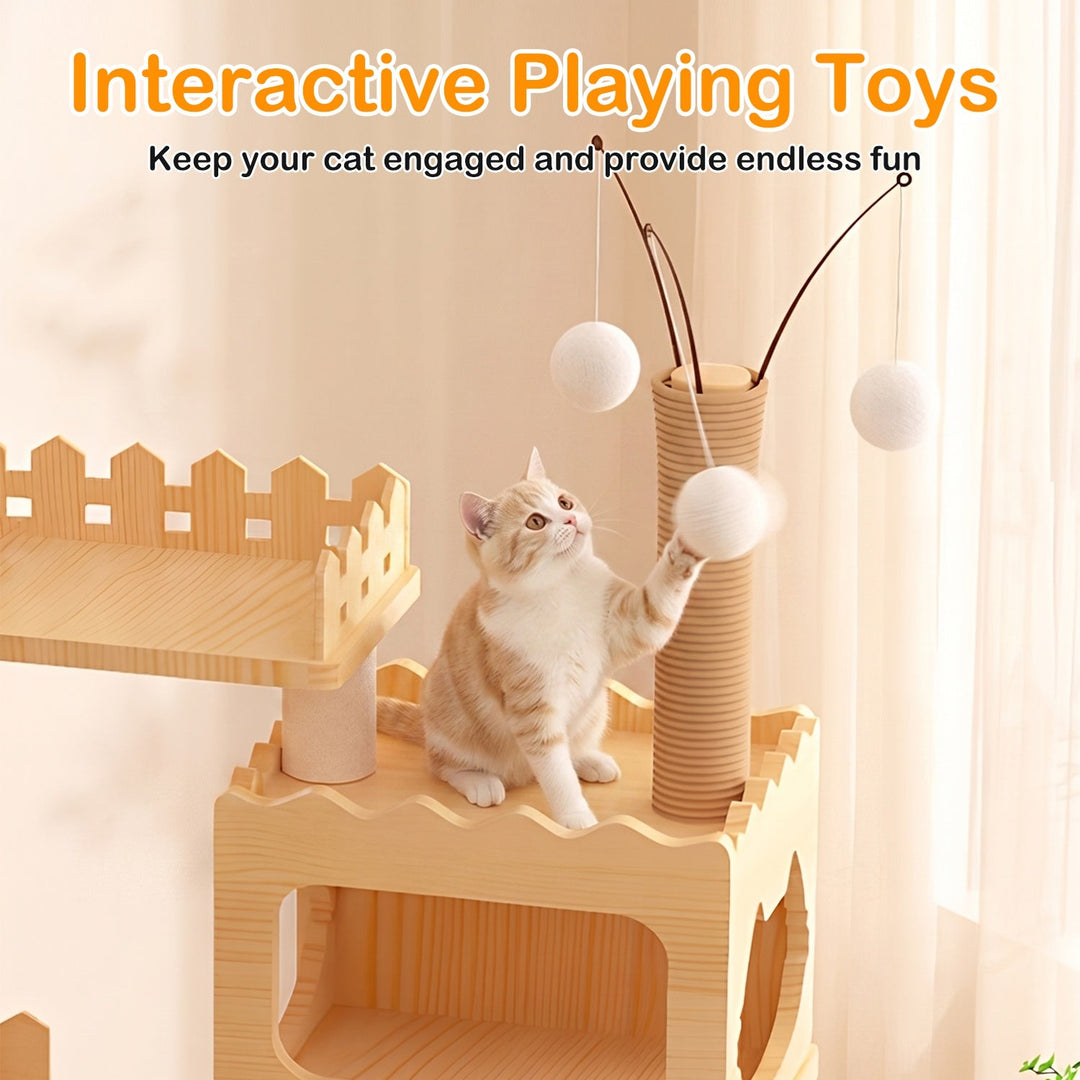 Cat Tree Tower 66.9" with Acrylic Capsules and Scratching Posts