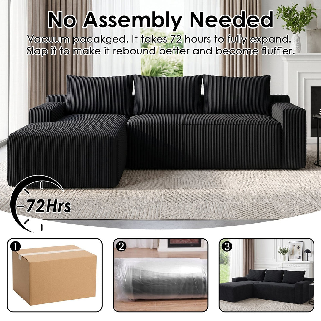 Cloud L-Shaped Corduroy Sectional Sofa with Chaise Lounge