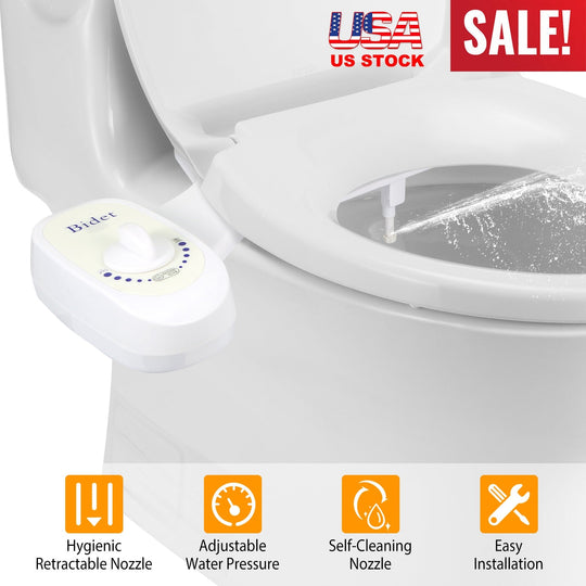 Bidet Fresh Water Spray No Electric Mechanical Bidet Toilet Seat Attachment Adjustable Water Pressure