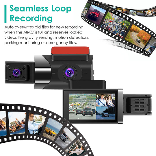 2K Car DVR 3 Channel Dash Cam Camcorder Camera Recorder with 140¡ Angle GPS WiFi Night Vision G-sensor Loop Recording Parking Monitor