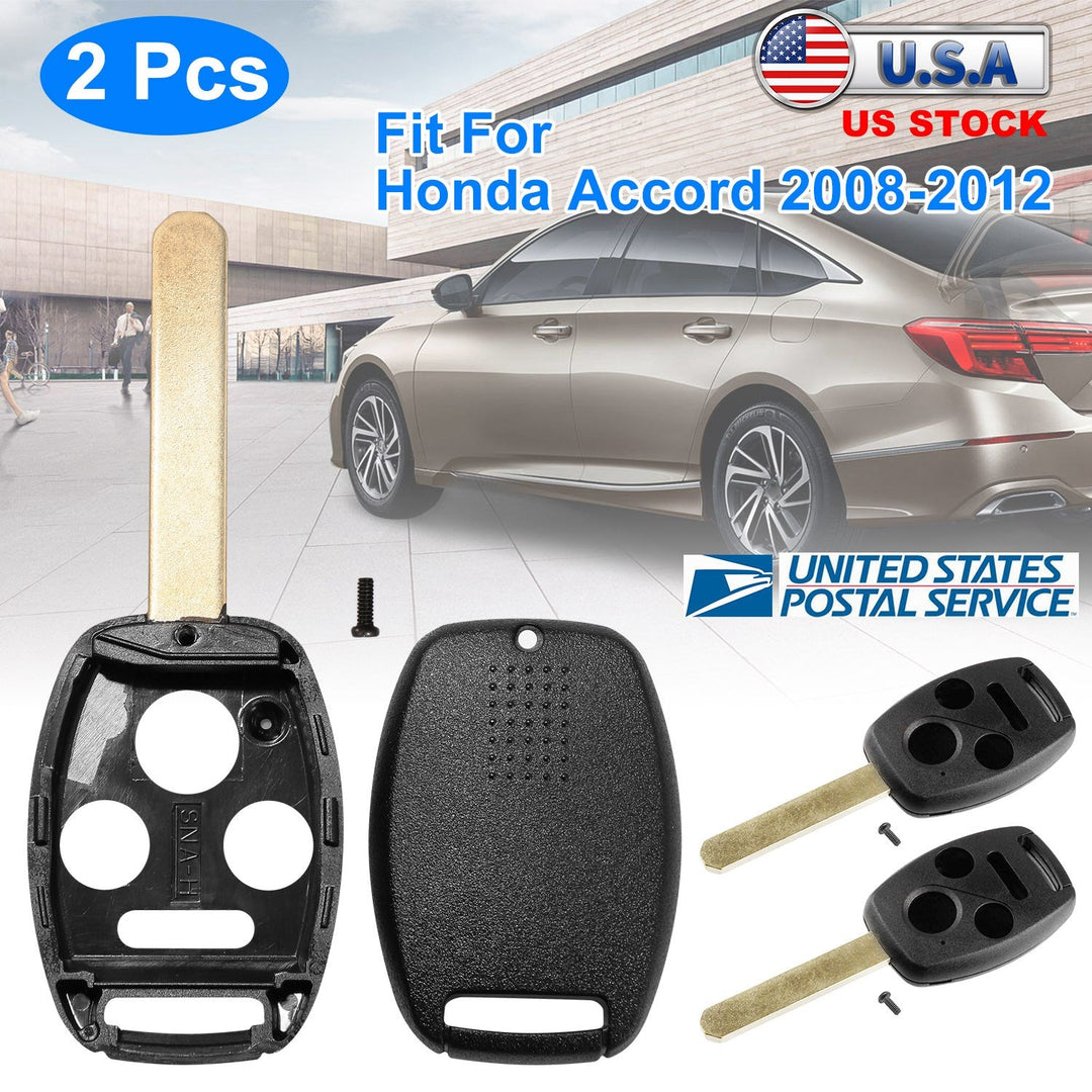 2Pcs Keyless Entry Remote Shell Case Fit For Honda Accord 2008-2012 Car Key Fob Pad _x000B__x000B_Replacement N5F-S0084A N5F-A05TAA w/ Uncut Blade