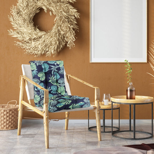 2Pcs Waterproof Rocking Chair Cushion Upper And Lower Back And Seat Sets with Non-Slip Ties Oxford Cloth Surface Polyester Filling Comfortable for Ind