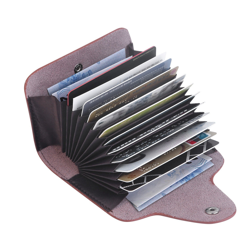 Credit Card Holder Wallet PU Leather Snap Closure Purse Accordion Case with 12 Pcs Card Slots