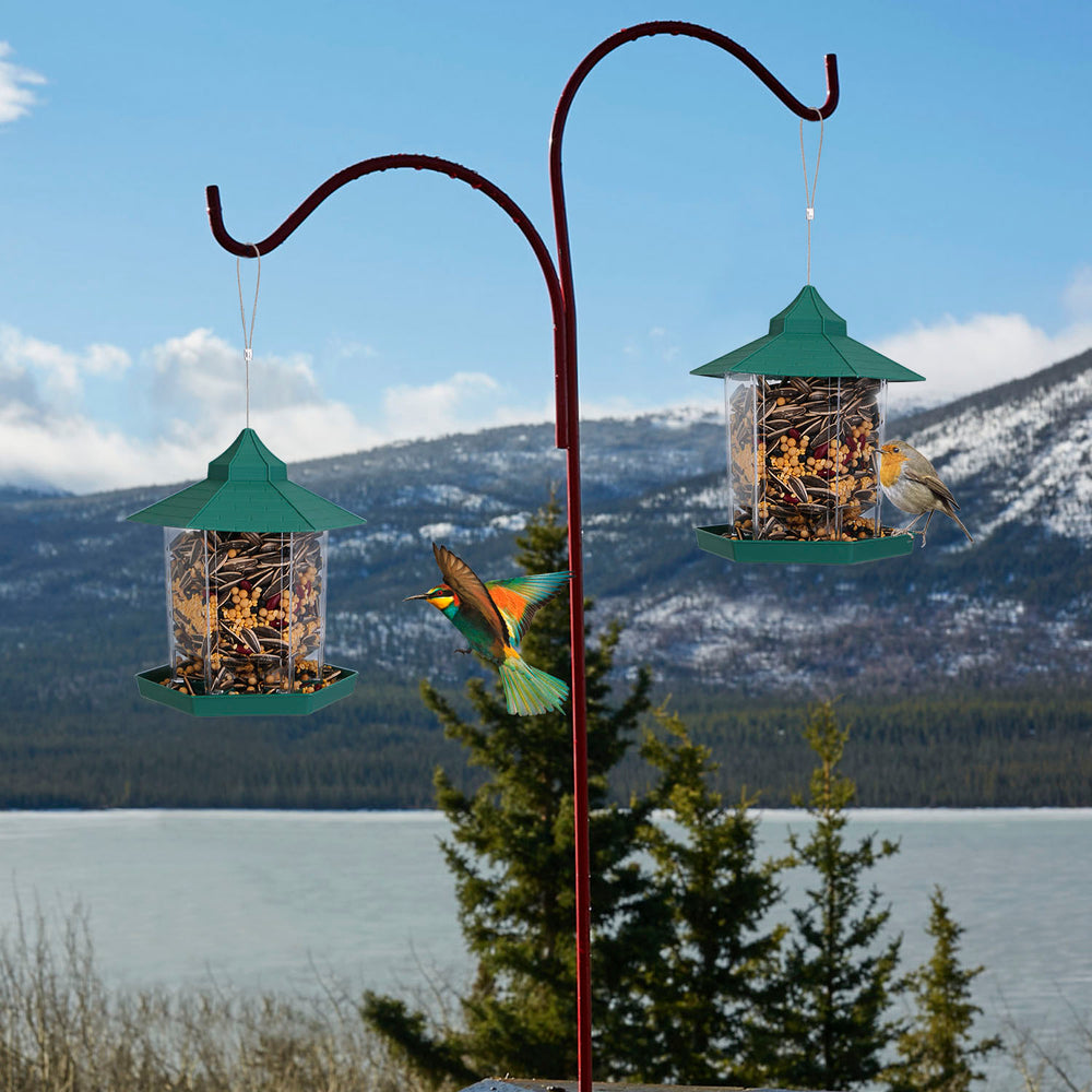 Hanging Gazebo Wild Bird Feeder Outdoor Bird Seed Station with Large Capacity 6 Feeder Ports for Garden Patio Park Weatherproof Easy To Refill
