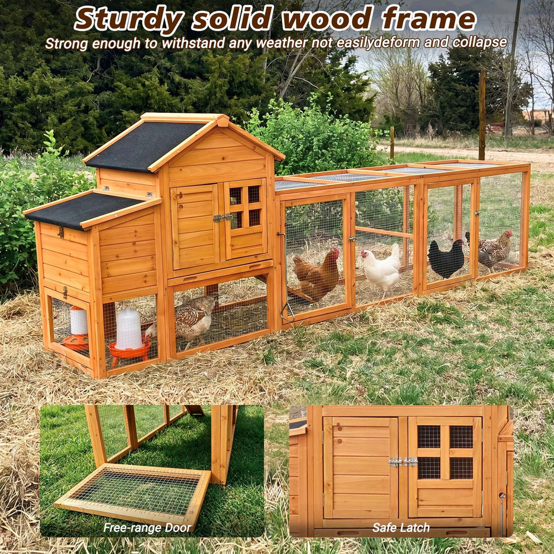 Chicken Coop with Run for 4-6 Chickens, Weatherproof Wood