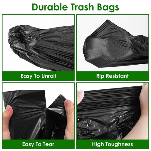 4 Rolls Black Trash Bags – 5.3 Gallon, Unscented & Leak-Resistant