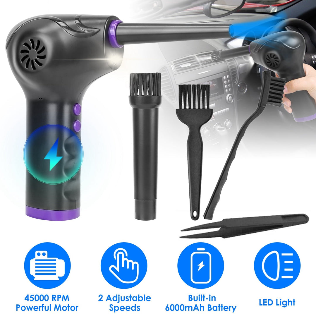 Electric Cordless Air Duster Blower Compressed Air Duster for Computer Keyboard PC Portable Rechargeable Air Blower with Built-in LED Light