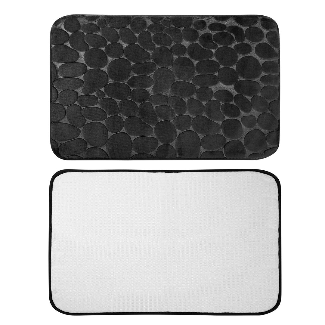 2 Pcs/Set Bathroom Rugs Luxury Flannel Non-Slip Bathroom Rugs Set Soft Pebbles Shower Absorbent Carpet U-Shaped Toilet Mat Washable for Bathroom Entra
