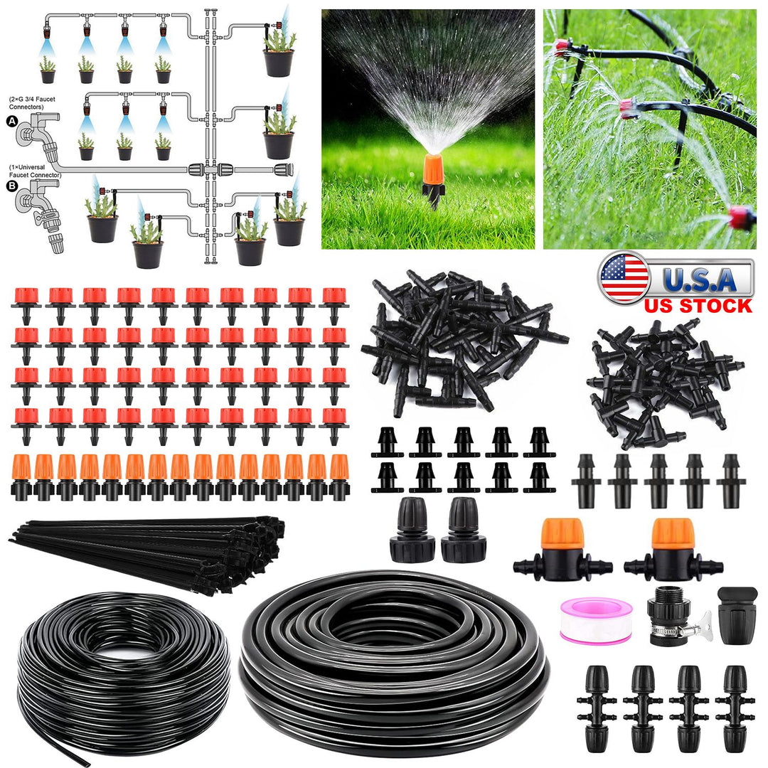 Drip Irrigation Kit Automatic Garden Irrigation System Misting Plant Watering Drip Kit for Garden Greenhouse Flower Bed Patio Lawn