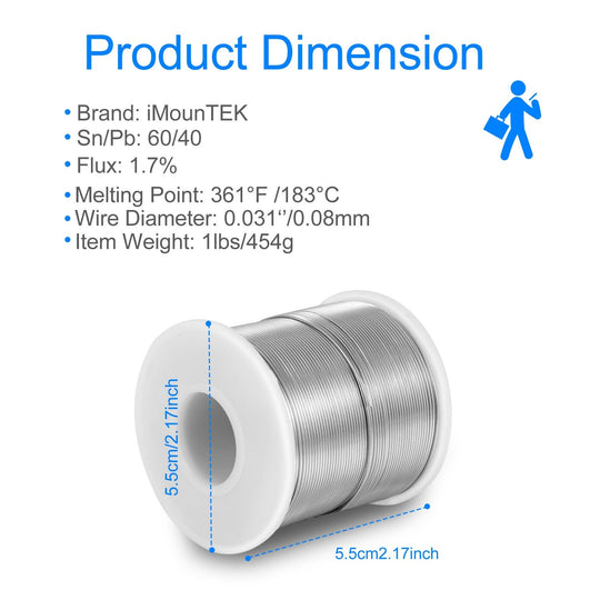 Soldering Wire 60/40 Tin Lead Rosin Core 0.031Ó/0.8mm 1.7% Flux Electrical Solder Wire Sn60 Pb40 1lb