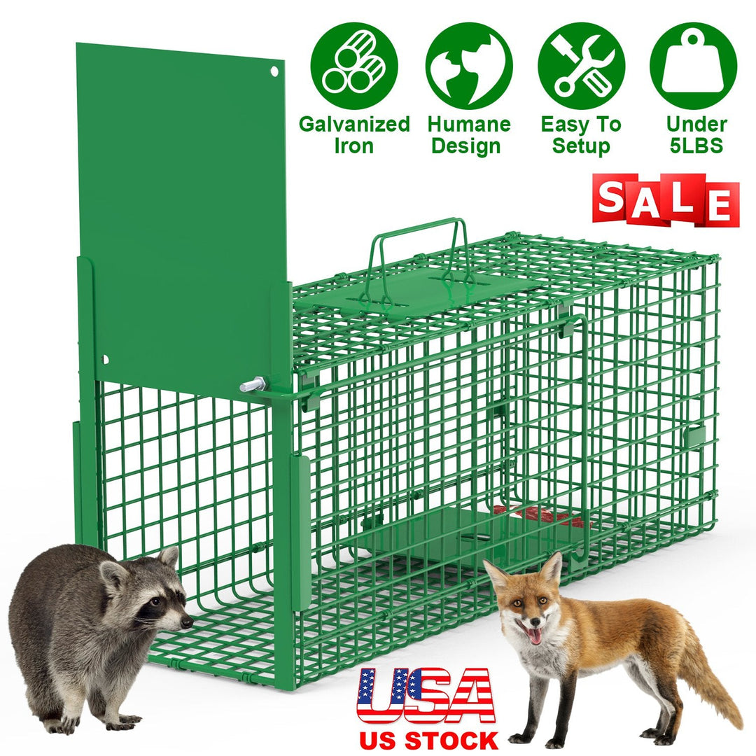 30in 1 Door Live Animal Cage Trap For Animals Under 5LBS Easy To Setup Humane Galvanized Iron Trap Cage For Small Cats Rabbits Squirrels Moles Chipmun