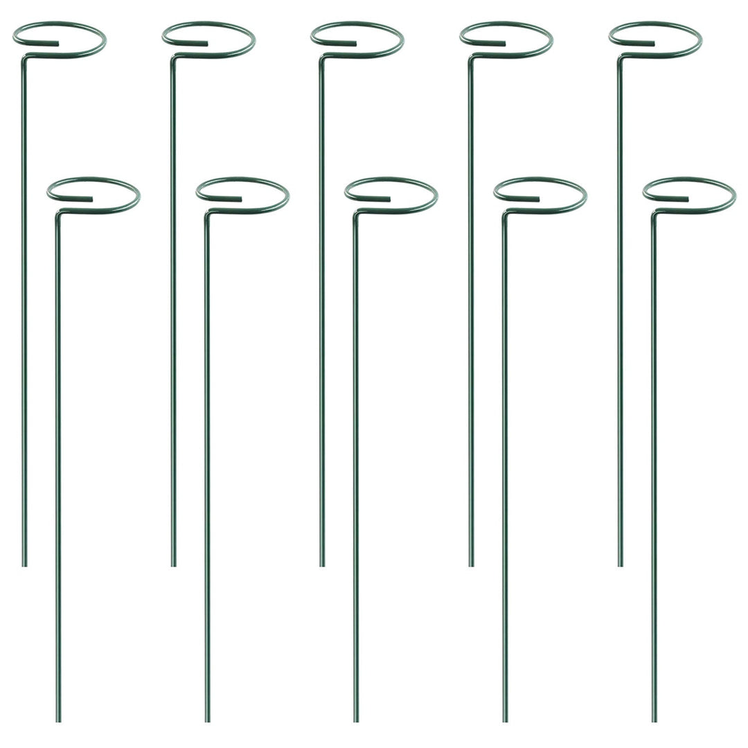 10Pcs 10in Plant Support Stakes Garden Flower Single Stem Support Stake Iron Plant Cage Support Ring For Tomatoes Orchid Lily Peony Rose Flower Amaryl