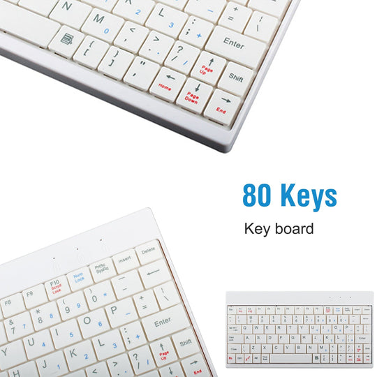 80 Keys Wired Keyboard Mini USB Connector Keyboard Portable Durable Keyboard w/ Carry Bag Tablet Stand for Android Window Tablet
