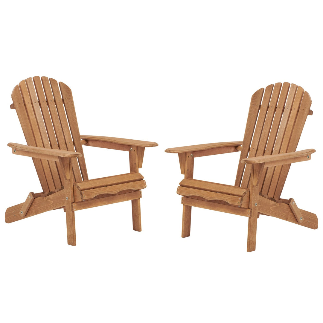 Folding Adirondack Chairs Set of 2 - Hemlock Wood Outdoor Seating