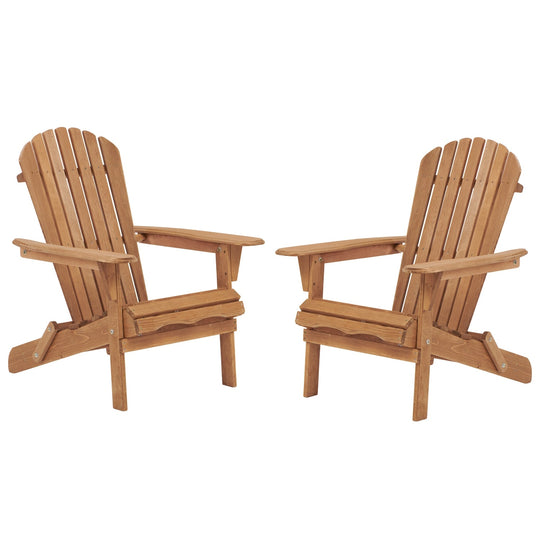 Folding Adirondack Chairs Set of 2 - Hemlock Wood Outdoor Seating