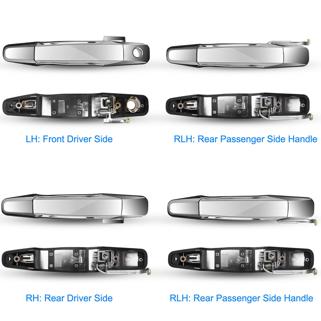 iMounTEK 4pcs Chrome Outer Handles Outside Exterior Door Handles Front Rear for Chevy Pickup Truck 2007-2013 Suburban Sierra Silverado Escalade Cadill
