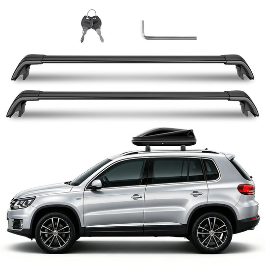 Roof Rack Cross Bars Fit for Volkswagen Tiguan 2018-2026 & Taos 2022-2026 with Factory Raised Side Rails Lockable Alumin