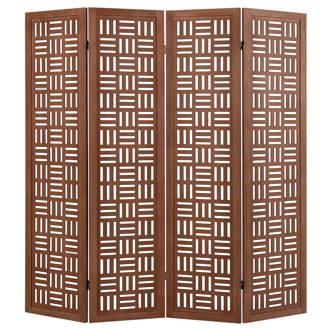 4-Panel Solid Wood Room Divider Folding Partition Stand