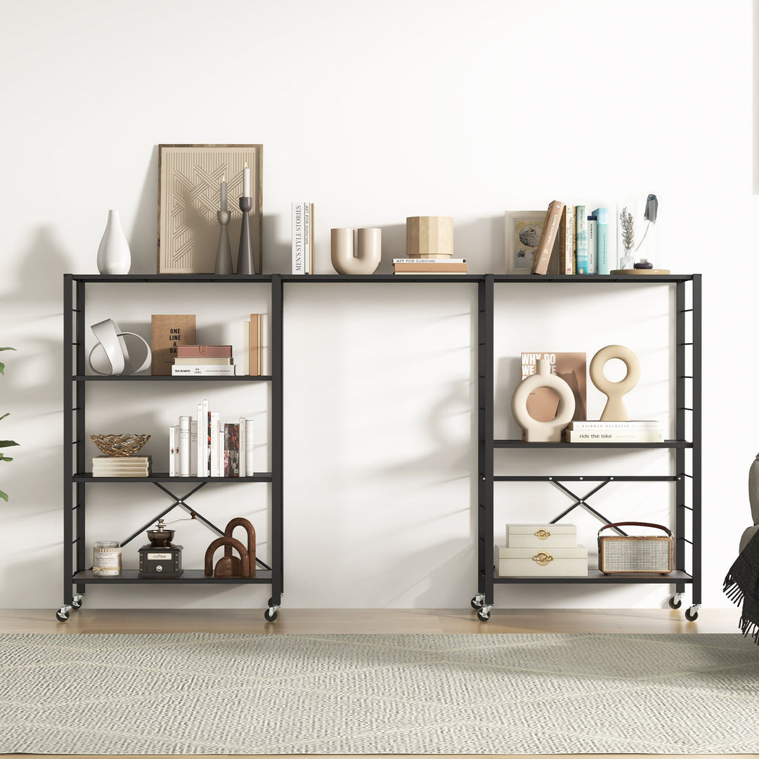 4-Tier Foldable Storage Rack with Wheels - 180 lbs Capacity