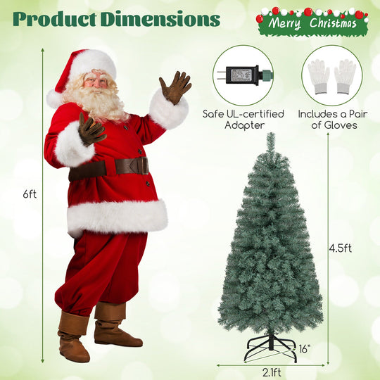 Pre-Lit Blue Artificial Christmas Tree Slim with 9 Lighting Modes