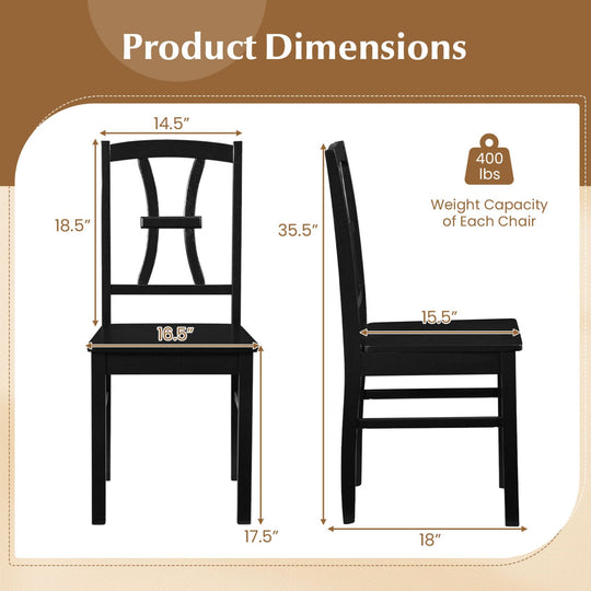 Dining Chairs Set of 2 with Cross Back and Rubber Wood Frame
