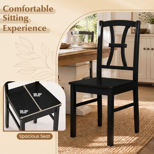 Dining Chairs Set of 2 with Cross Back and Rubber Wood Frame