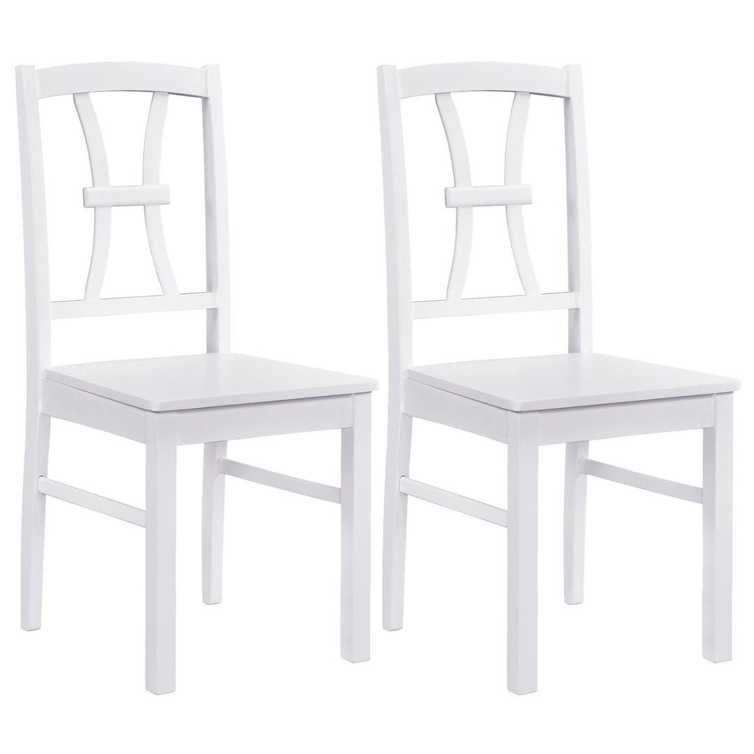 Dining Chairs Set of 2 with Cross Back and Rubber Wood Frame