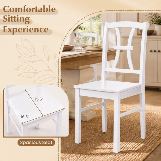 Dining Chairs Set of 2 with Cross Back and Rubber Wood Frame