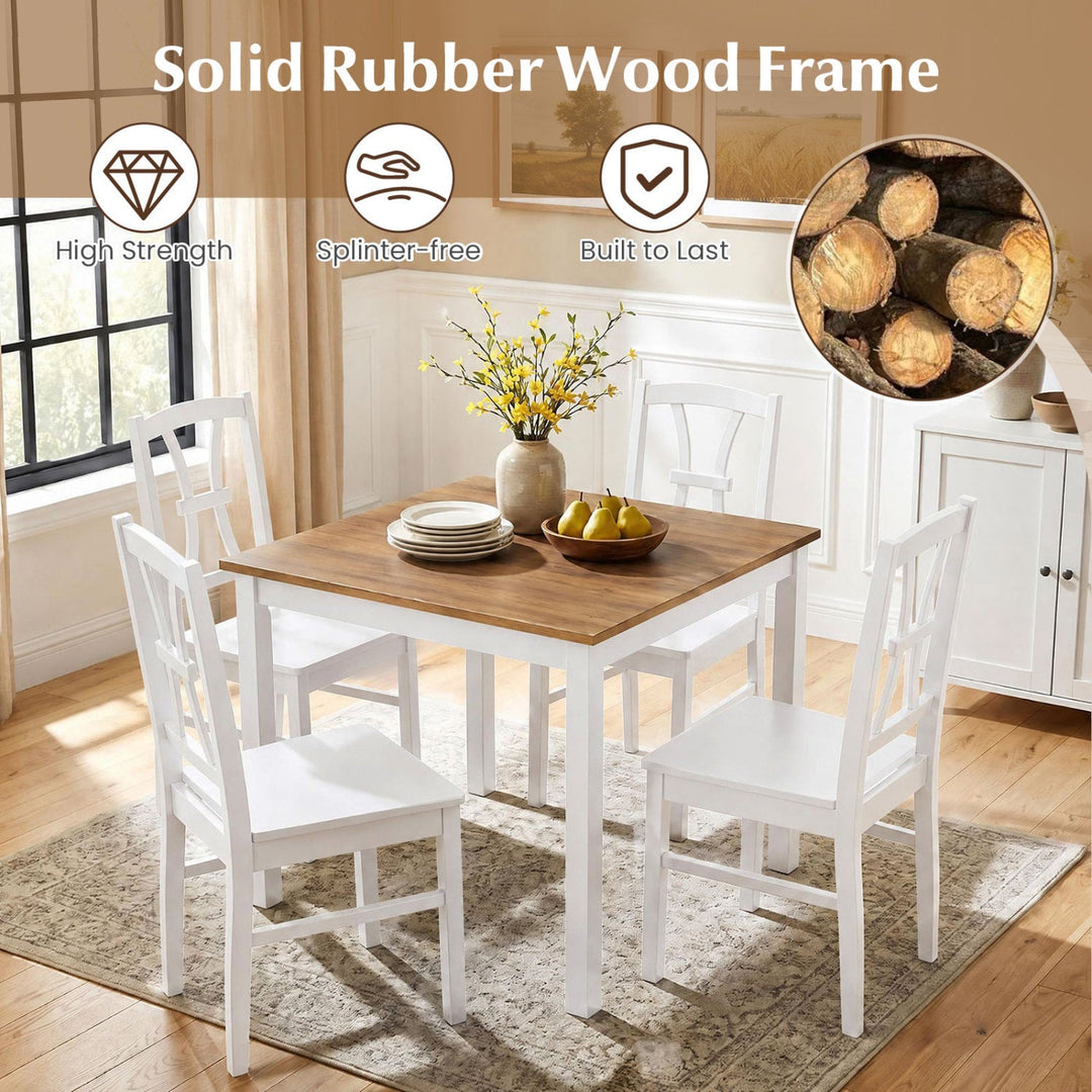 Dining Chairs Set of 4 with Cross Back and Rubber Wood Frame