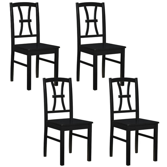 Dining Chairs Set of 4 with Cross Back and Rubber Wood Frame