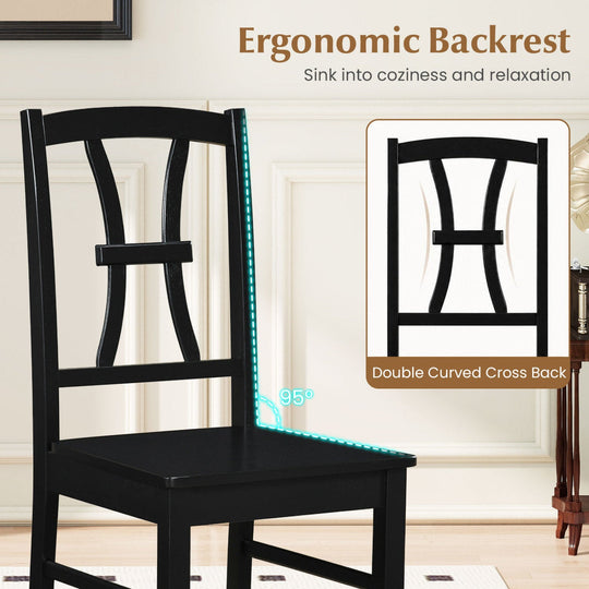 Dining Chairs Set of 4 with Cross Back and Rubber Wood Frame