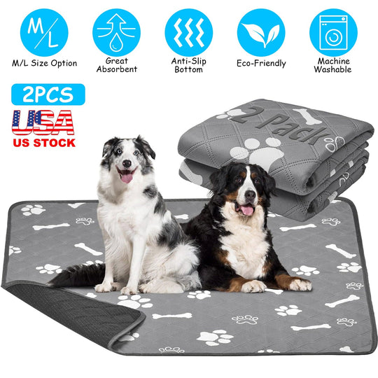 2Pcs Washable Pet Pee Pads For Puppy Kittens Dogs Cats Reusable Potty Mats Machine Washable Pet Training Pads Non-Slip Waterproof Absorbent Dog Crate