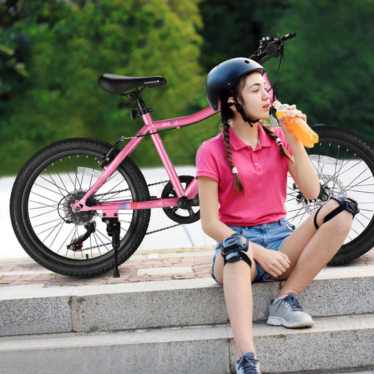 Forbidden to Sell on Temu 20 Inch Kids Mountain Bike, 7-Speed Boys Girls Bicycle with Front Suspension, Disc & V-Brake, 